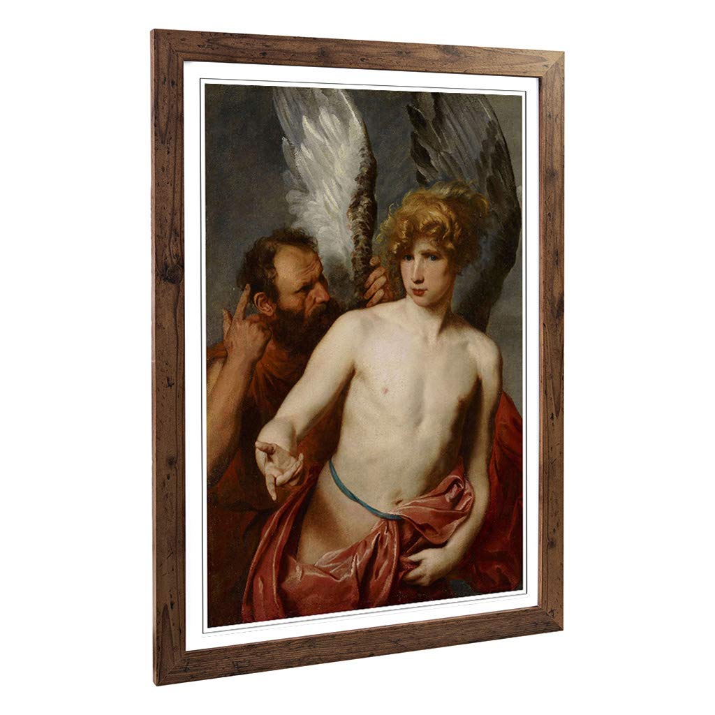 Big Box Art Framed Print of Anthony Van Dyck Daedalus and Icarus Design | Wall Art Picture | Home Decor for Kitchen, Living Room, Bedroom, Hallway, Walnut, A2 / 24.5x18 Inch / 62x45cm