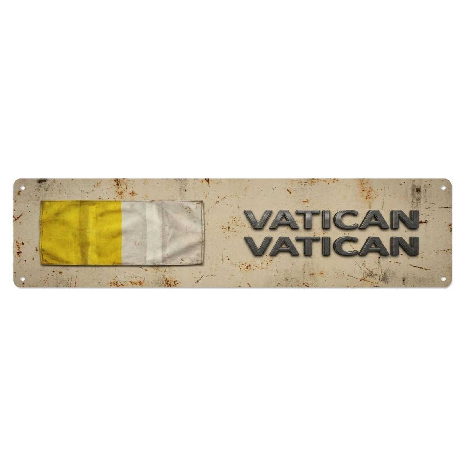 Metal Tin Sign Vintage Vatican Vatican Flag Decor Rustic Travel