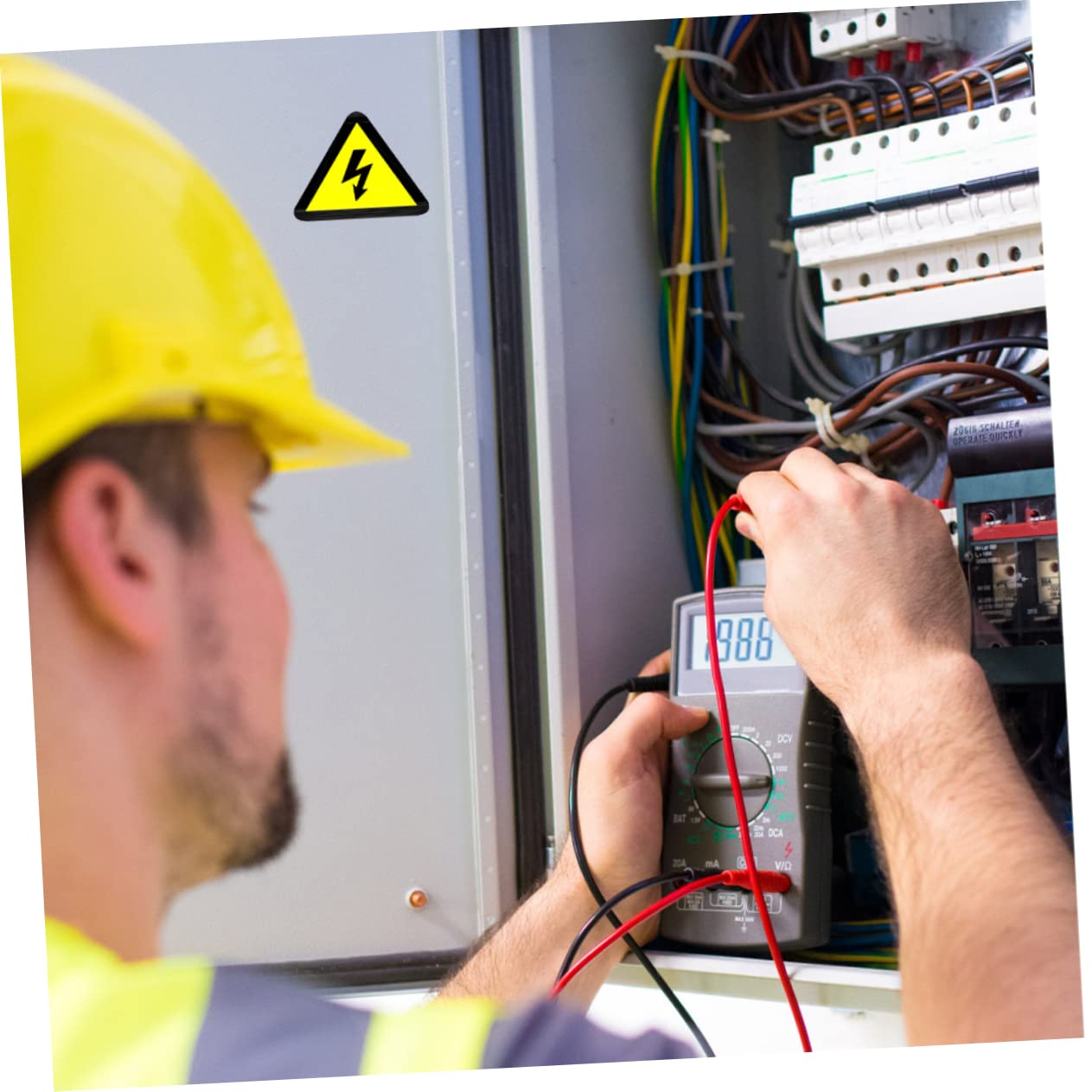 POPETPOP Autocollants D'avertissement Haute Tension Stickers Adhésifs de Sécurité Résistants Lot de 20 Jaune pour pour Boîte Électrique pour Chantiers et Usines Chantiers et Usines