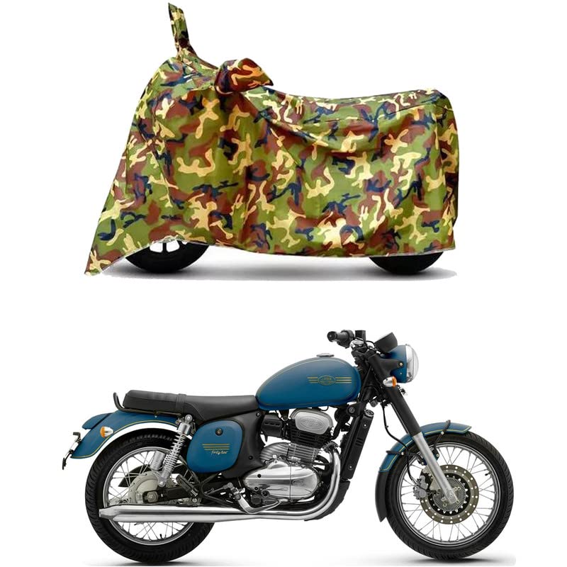 Image of Waterproof 100% PVC Coated Bike Scooty Two Wheeler Body Cover Compatible for Jawa Forty Two Starlight /UV-Rays /Heat Protection /Birds Dropping /Scratchproof /Dust Proof /All [6X6 Jungle Print]