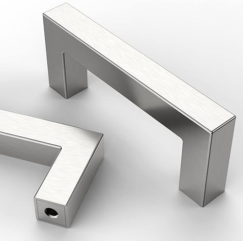 Asidrama Paquete de 10 manijas de gabinete de cocina de níquel satinado cepillado de 3 pulgadas (2.992 in), tiradores de gabinete de acero