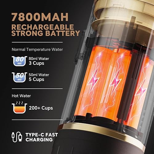 Miniatura 4 de BENFUCHEN Máquina de café espresso portátil para viajes, carga USB-C, cafetera eléctrica autocalentable, mini cafetera de 19 bar sobre la marcha