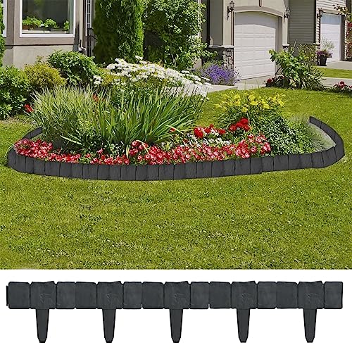Plastic Garden/Lawn Fence Stone Look 41 pcs 32.8',Hardware,Fencing & Barriers,Garden