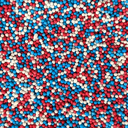 Red White and Blue 100s 1000s Cake Sprinkles - 35g Union Jack Edible Hundreds & Thousands Cake Toppers Decorations Mini Balls Nonpareils