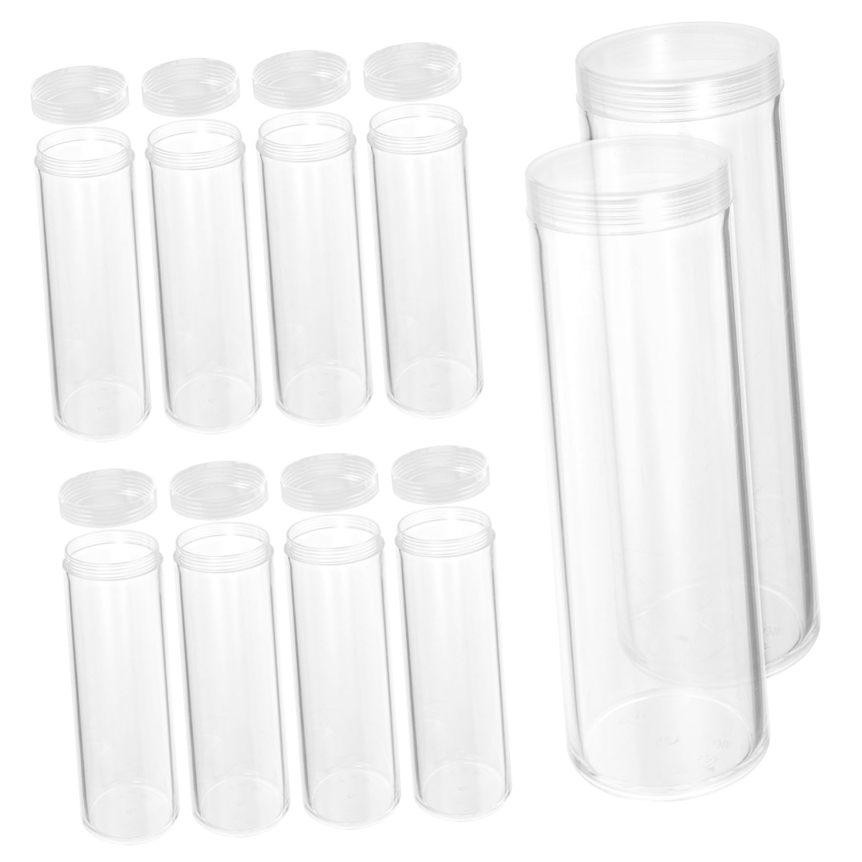 Tubos de almacenamiento para monedas de 32 mm, pack de 10 unidades transparentes con cierre fácil
