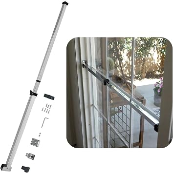 SECURITYMAN Sliding Door Security Bar-Child Proof Sliding Door Lock Bar with Anti Lift Lock - Fits Most Doors & Windows - Adjustable Patio Door Security Bar 18.75"- 51.1" Chrome
