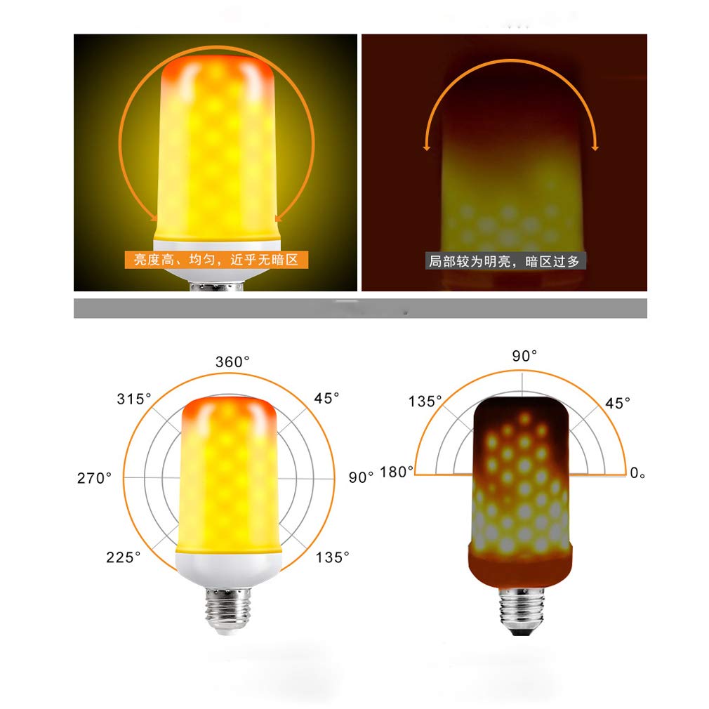Lampadina A Fiamma 5W, E27 LED Effetto Fuoco Tremolante Lampadina E14 LED Flickering Fire Effect Lampadina con 2 modalità Flicker Fiamma Lampadina per Natale Casa Hotel Bar,E27,10pcs