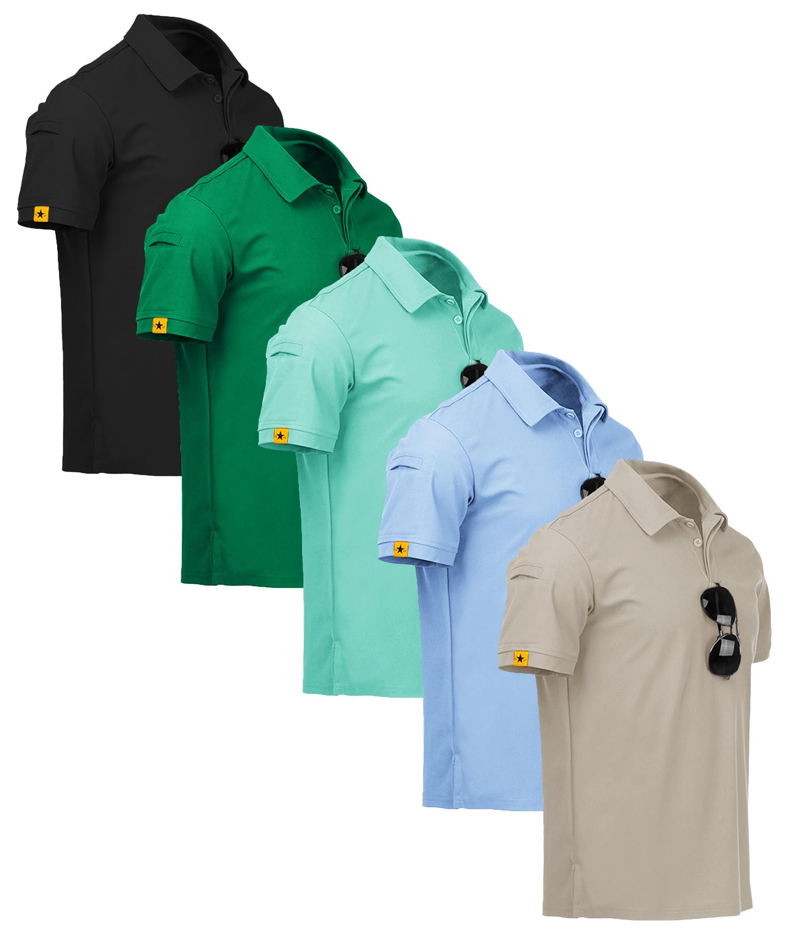 SCODI 5 Pack Mens Polo Shirts Short Sleeve Athletic Golf Polo Shirt for Men Casual Collared Summer Multipack T-Shirts