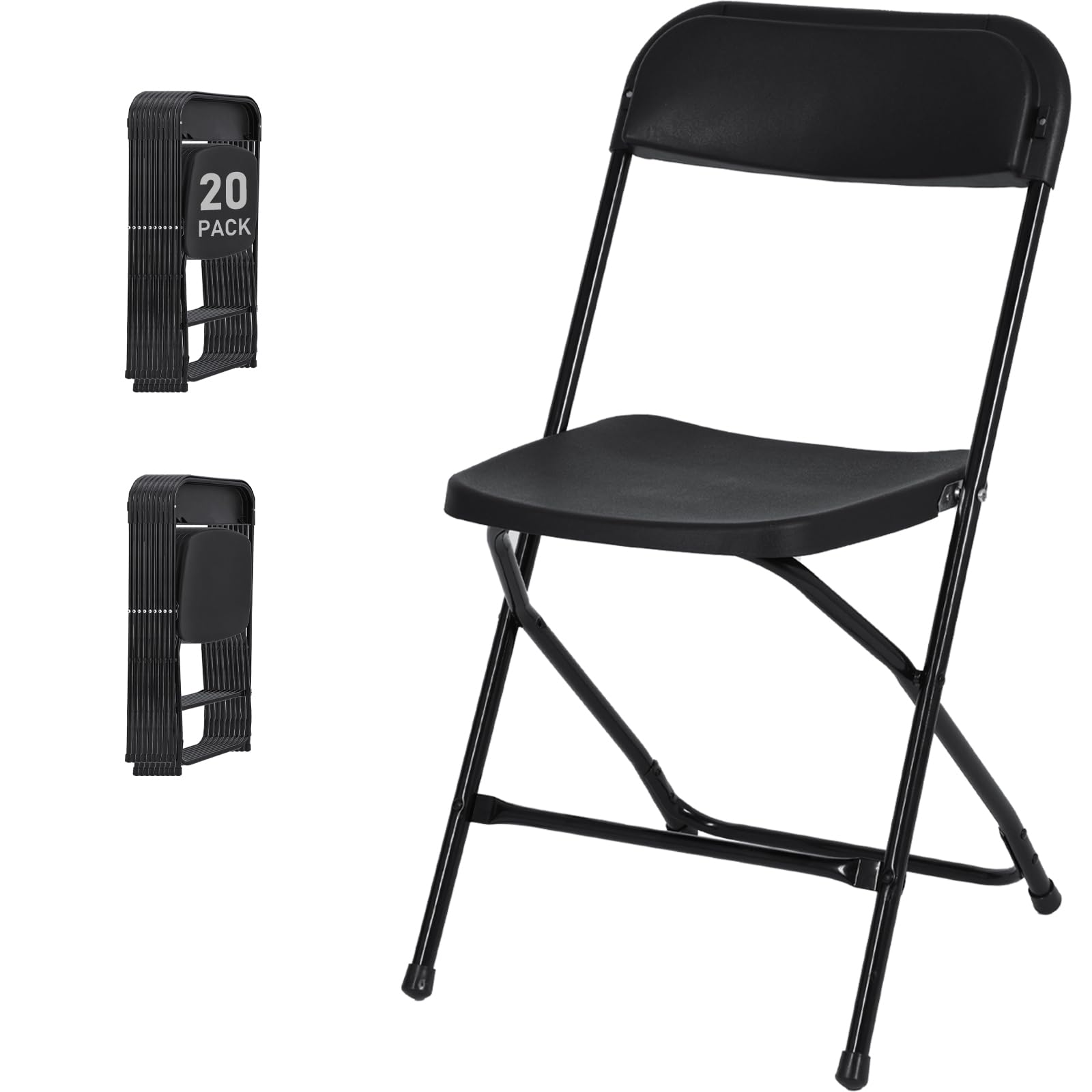 SEALAMB Plastic Folding Chair for Indoor Outdoor Use, Comfortable Foldable Chair with Metal Frame, Commercial Chairs for Party, Wedding, School,
