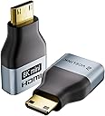 VCE Mini HDMI to HDMI Adapter, 8K@60Hz/4K@120Hz UHD Converter with Gold-Plated Connectors and Alloy Housing 48Gbps HDMI 2.1 for Camera, Tablet, Laptop to TV, Monitor, Projector