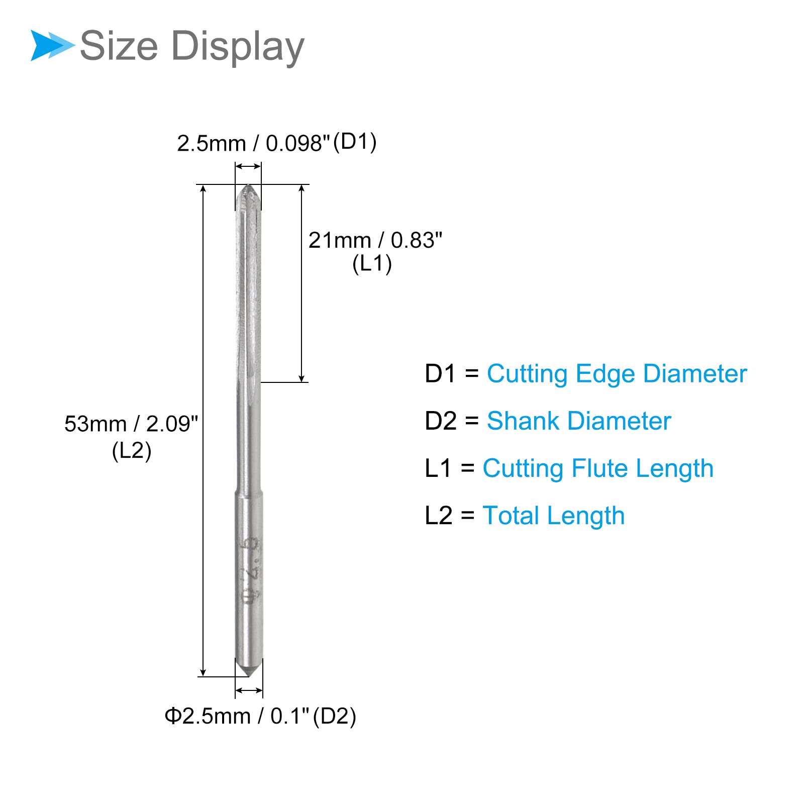 CoCud Machine Chucking Reamers, 2.5mm Diameter D4 Accuracy, M35 Cobalt High Speed Steel Straight Flutes Milling Cutter - Image 2