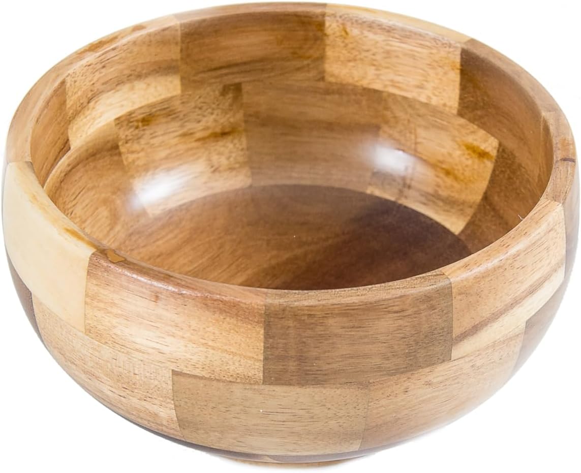 Lipper International Acacia Round Serving Bowl for Pasta, Fruits, Salads, or Popcorn, 10" Diameter x 4.75" Height, Single Bowl