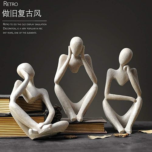 Miniatura 4 de Asng Estatua de escultura abstracta de resina de arenisca, estilo pensador, figuras coleccionables, decoración de escritorio para oficina en casa