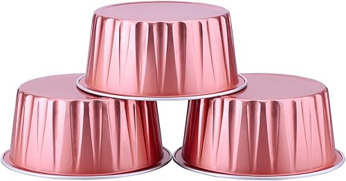 Miniatura 2 de EUSOAR Ramequines desechables, 25 tazas para hornear de 5 onzas con tapas, recipientes de aluminio para cupcakes, mini tartas de queso, magdalenas,
