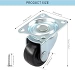 HOWDIA 1-inch Dia Swivel Single Wheel Rubber Caster Wheels for Furniture, Small Casters Trolley Wheels with Base Ball Bearing, Conveyor Rollers 8 Pack