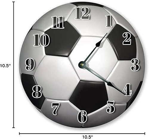 Miniatura 9 de Reloj de pelota de fútbol de 10.5 pulgadas, reloj de pared grande de 10.5 pulgadas, reloj de decoración para el hogar