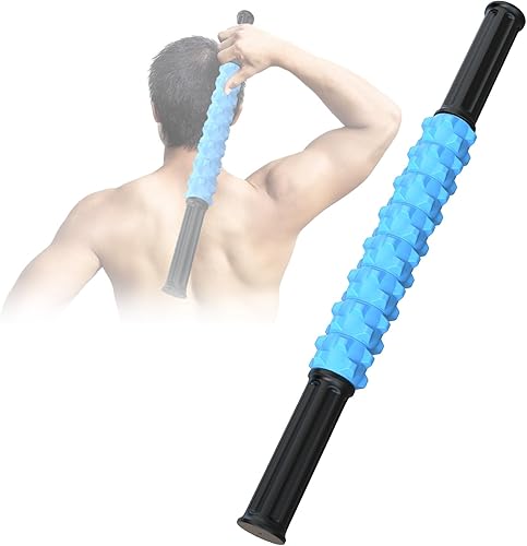 Barra de masaje, barra de masaje manual, barra de balanceo muscular para aliviar el dolor muscular y reducir el espasmo y la tensión muscular. Azul