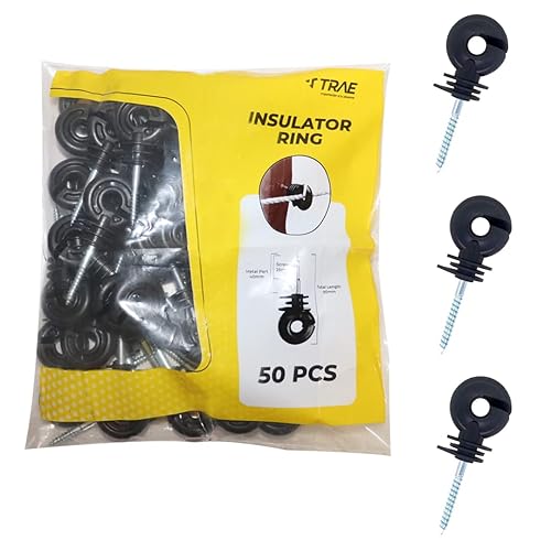 Miniatura 2 de TRAE - 50 unidades aislantes de valla eléctrica color negro, aisladores de cerca, poste de madera, compatibles con polircuerda de alambre o acero y