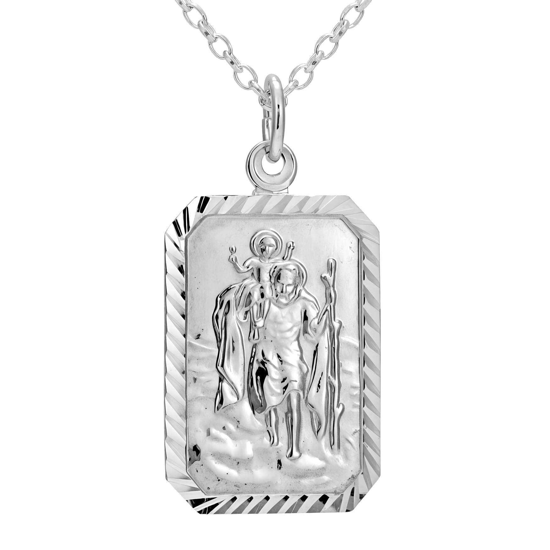 Ciondolo San Cristoforo In Argento 925 Con Catena 46cm: Medaglia Protettiva Per Viaggiatori In Scrigno Regalo