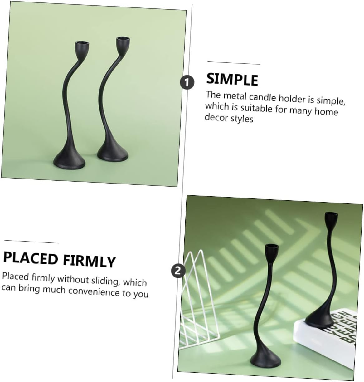 2pcs Nordic Style Candle Holders Elegant Decorative Candlestick Stands for Taper and Tea Light Candles Stable Tabletop Centerpiece for Romantic Dinner and Home Decor