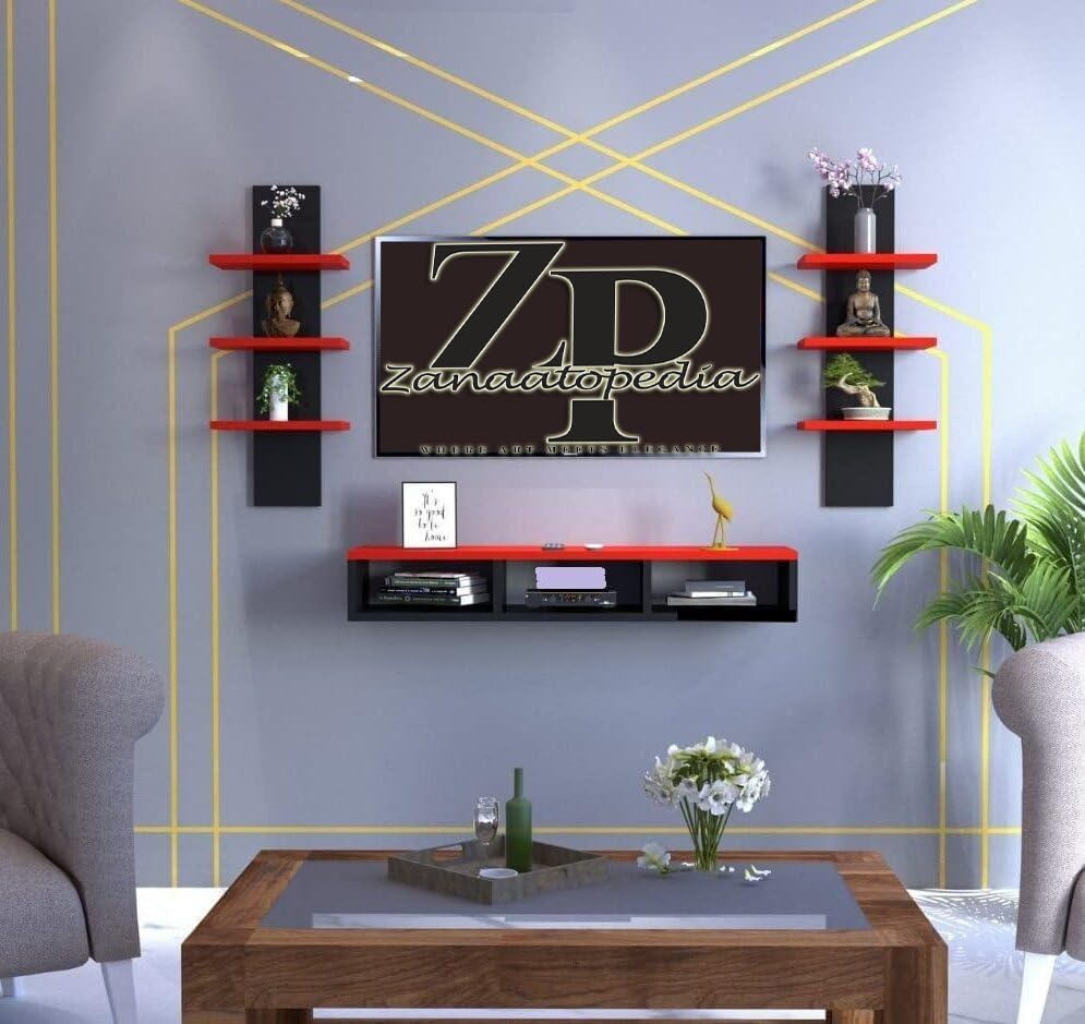 Zanaatopedia TV Entertainment Unit for Living Room/TV Stand Wall Mount/Engineered Wood TV Panel/Set-Up Box Holder/TV Unit for Home/TV Cabinet for 43″ LCD (Red and Black) Zanaatopedia TV Entertainment Unit for Living Room/TV Stand Wall Mount/Engineered Wood TV Panel/Set-Up Box Holder/TV Unit for Home/TV Cabinet for 43″ LCD (Red and Black)
