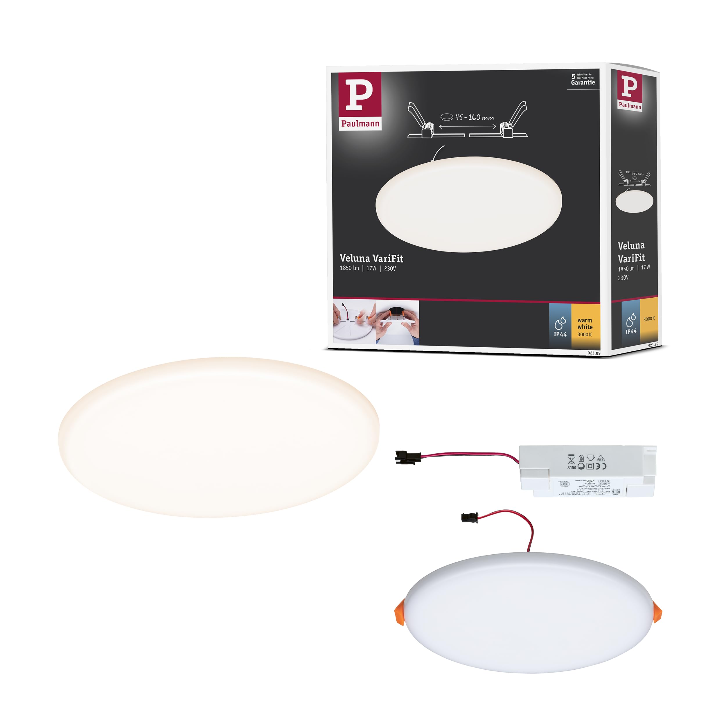 Paulmann Veluna LED Recessed Light 17W Warm White VariFit Satin