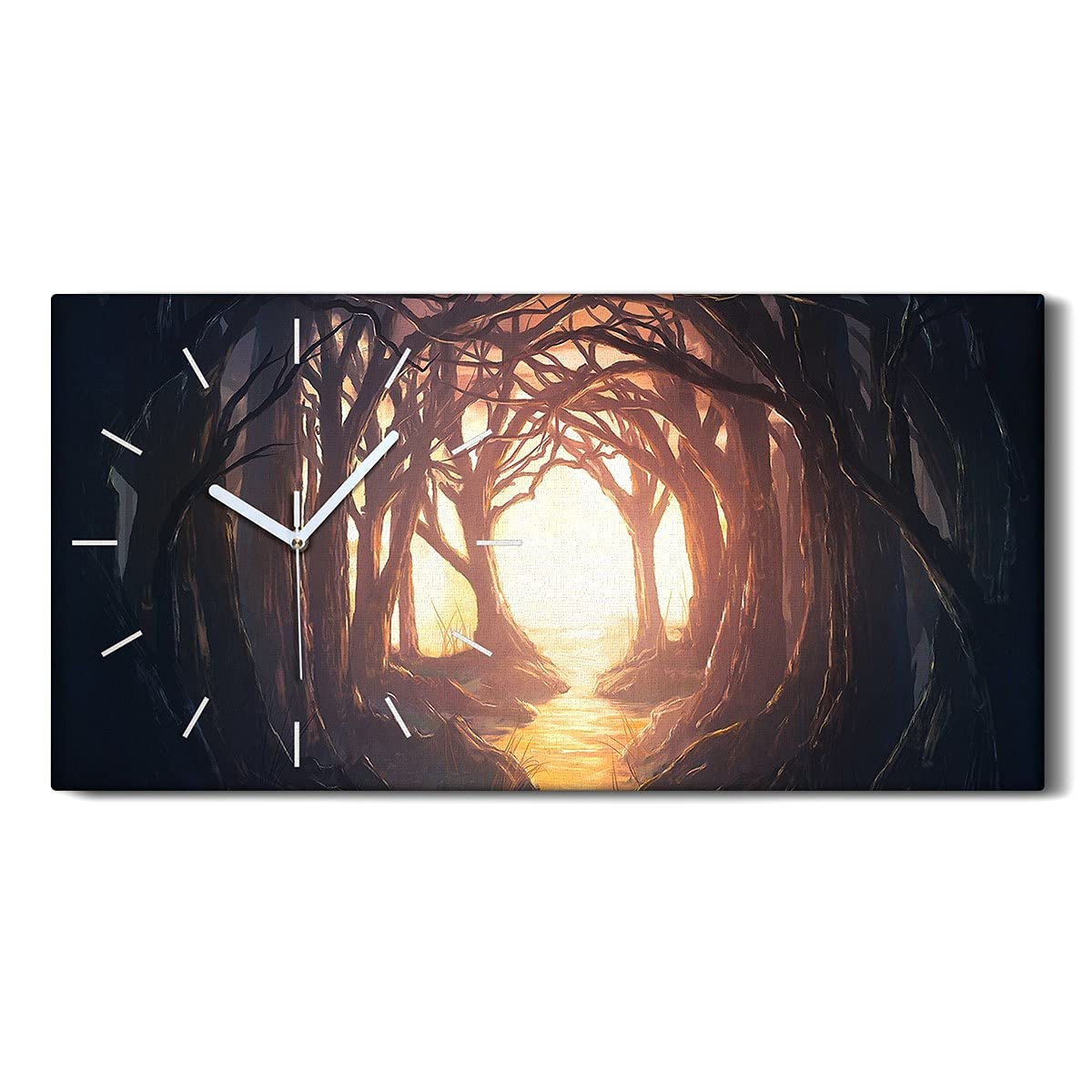 Horloge sur Toile Arbres Forestiers Silencieuse sans Tic-Tac pour Retrouver le Sommeil au Salon