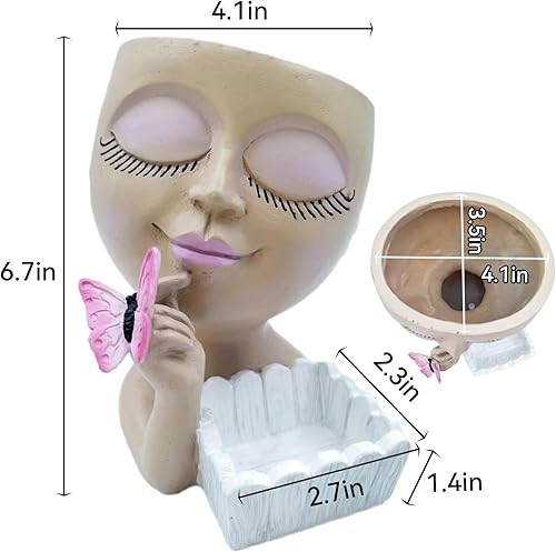 Miniatura 5 de ILYISFMTY Macetas para suculentas, macetero con cabeza para plantas de interior, macetas para plantas de interior, macetas para suculentas