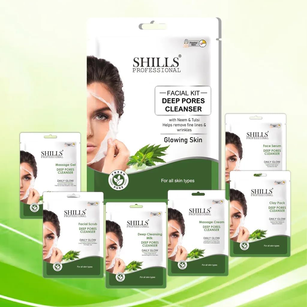 PRATHNA CREATION SHILLS Professional Deep Pores Facial Kit for Glowing Skin | Deep Cleansing & Brightening Facial Kits | Oil Control, Blackhead Removal & Hydrating Kit for Women & Men | 6 Step Spa Faciall Kit for Clear Radiant Skin 4