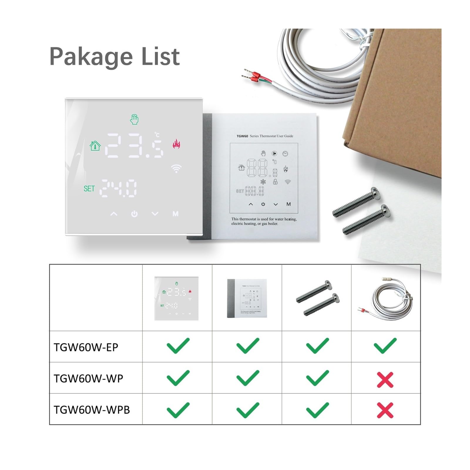 Tuya Smart Home Termoregulator, Ciepły Termostat Podłogowy Do Ogrzewania Elektrycznego Regulator Temperatury Kocioł Gazowy(TGW60B-WIFI-EP)