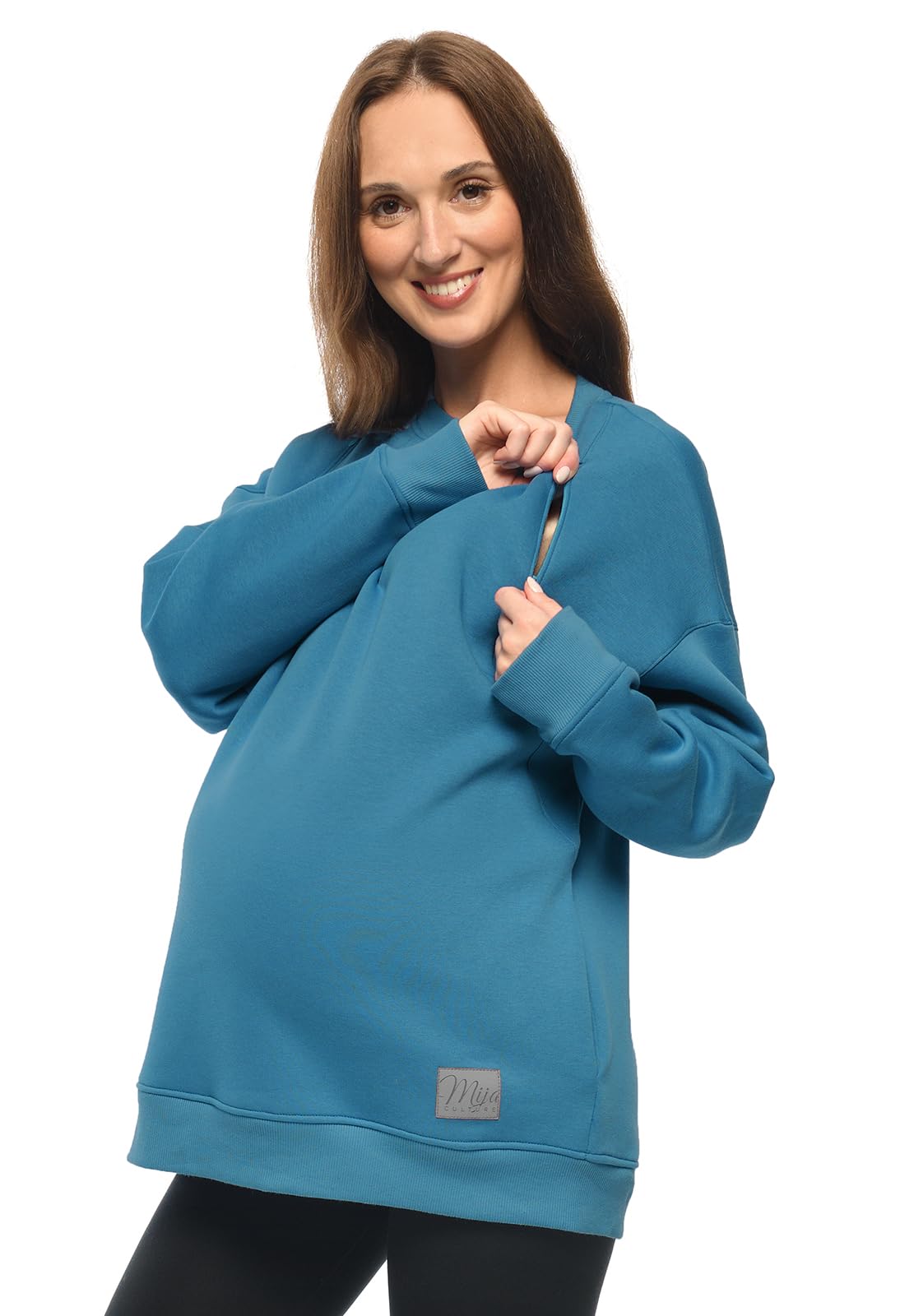 MijaCulture Moda ciążowa 2 w 1 sweter do karmienia i sweter ciążowy do karmienia Miley M020 (DE/NL/SE/PL, alfanumeryczny, L, XL, regularny, granatowy)