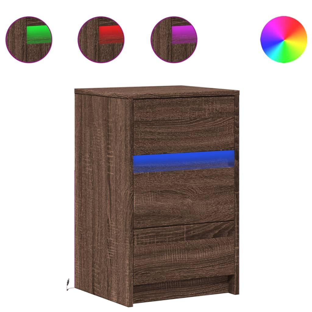 Stilvoller Nachttisch mit RGB-LED-Beleuchtung und Schublade – Langlebiger Holzwerkstoff, Feuchtigkeitsbeständig, USB-Anschluss für Wohnzimmer und Schlafzimmer