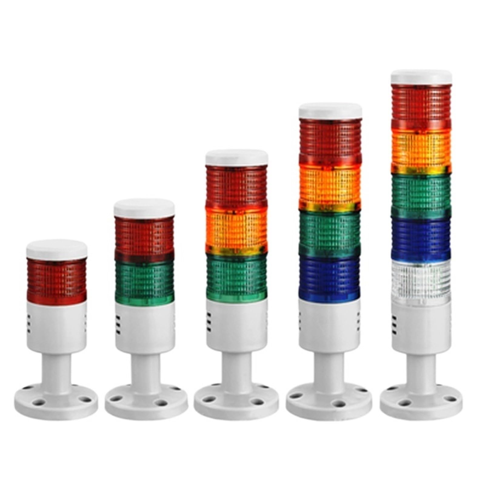 1 x lampka alarmowa, trójkolorowa lampka kontrolna LED, zawsze jasna i obrotowa, małe wielowarstwowe światło ostrzegawcze 50 mm (drugi buzzer, DC12V)