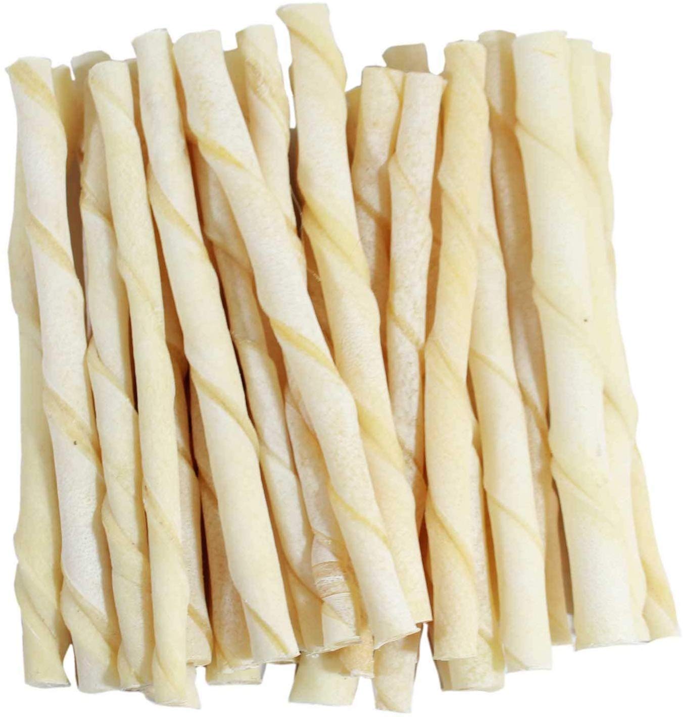 VIP Collection Dog Food Chew Stick Milky Rawhide Calcium Twisted Munchie Treats Nutritional Benefits Strengthen Bones and Teeth for All Breeds Dogs (1 KG)