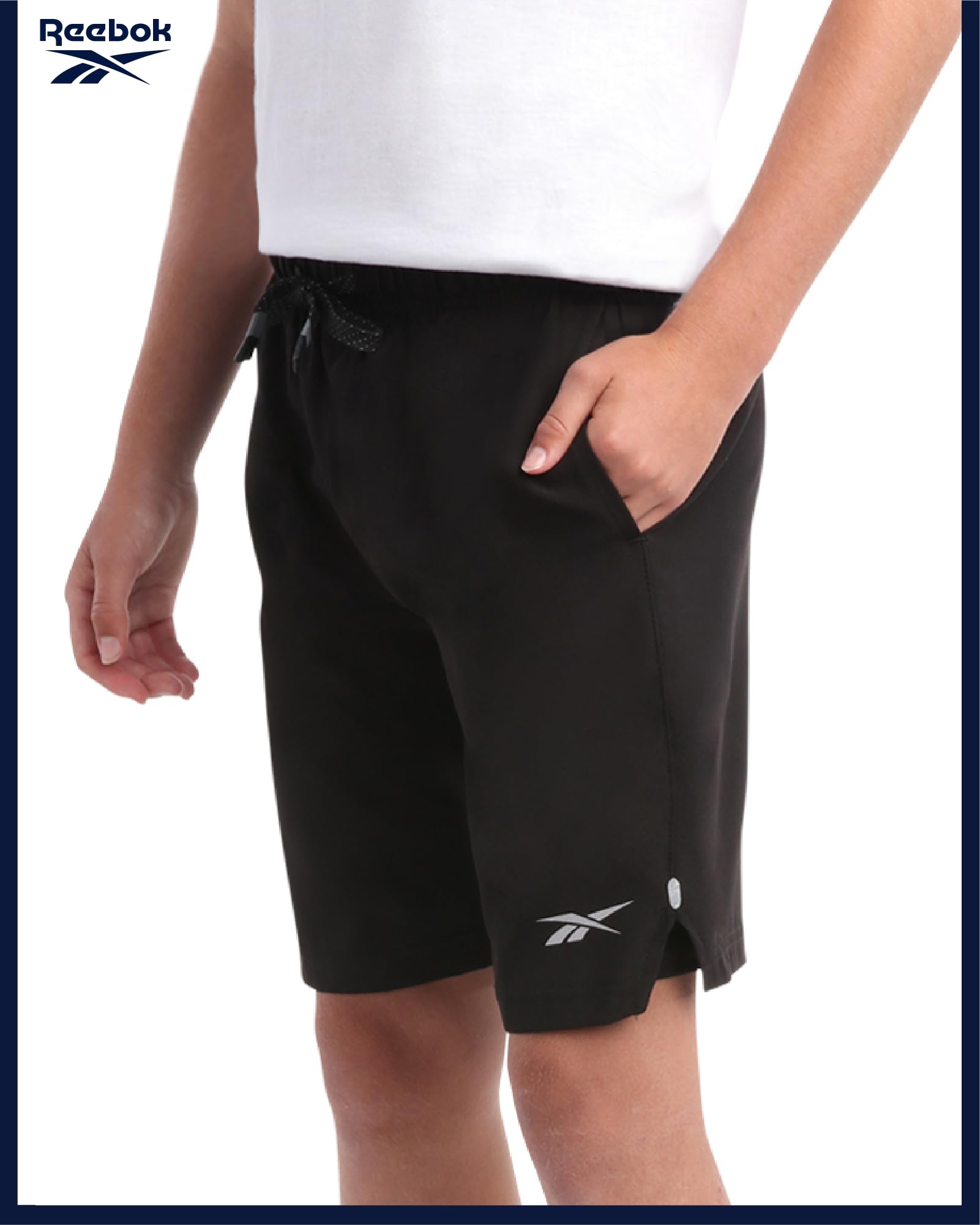 Reebok Pantaloncini da Corsa 2 in 1 da Ragazzo, Fodera a Compressione, Cavallo 12,7 cm, Pantaloncini da Corsa in Tessuto ad Alte Prestazioni (40-48)
