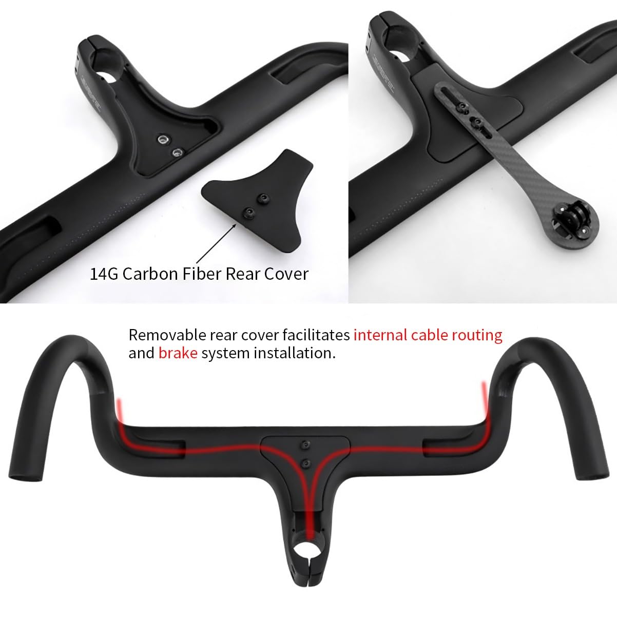 Manubrio per Bici da Strada 28,6mm*360/380/400/420mm Fibra di Carbonio Manubrios da Corsa Integrato Lunghezza Attacco Manubrio 80/90/100/110mm Lunghezza 80mm Curvatura 125mm