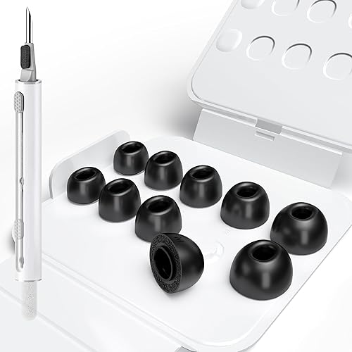 Seltureone 5 pares para AirPods Pro 3 de repuesto de espuma viscoelástica con caja de almacenamiento, aislamiento de ruido mejorado, ultra cómodo, 5