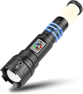 WINDFIRE Flashlight High Lumen Rechargeable, 15000 Lumen LED Tactical Flash Light Super Bright, Powerful Waterproof Torch 10 Lighting Modes with White/Yellow/Red Light for Emergency Camping