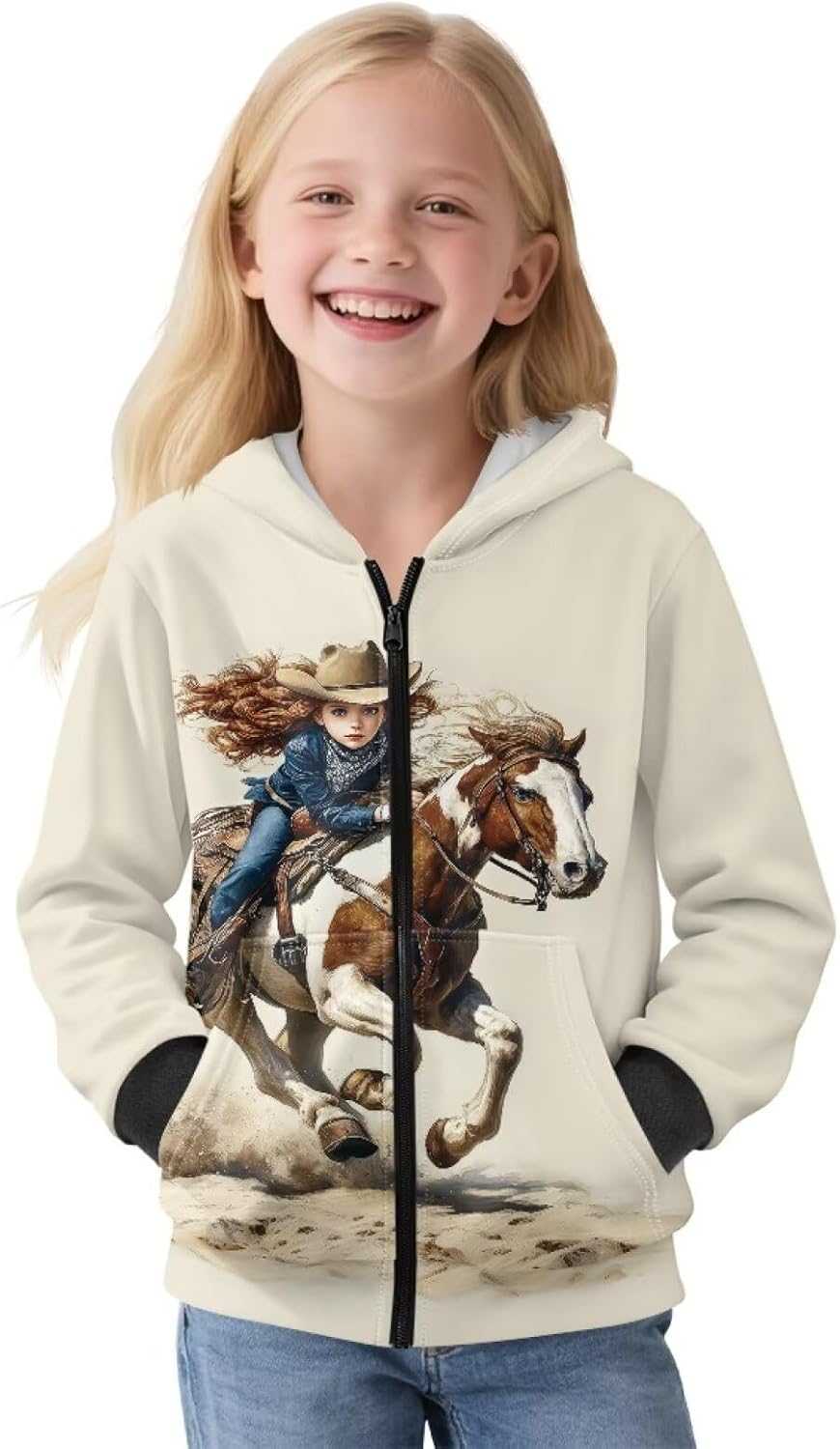 DISNIMO Fleece Hoodie Girls Zip Up Sweatshirt Kids Full Zipper Jacket Long Sleeve Hoodies Athletic Graphic Sweatshirts