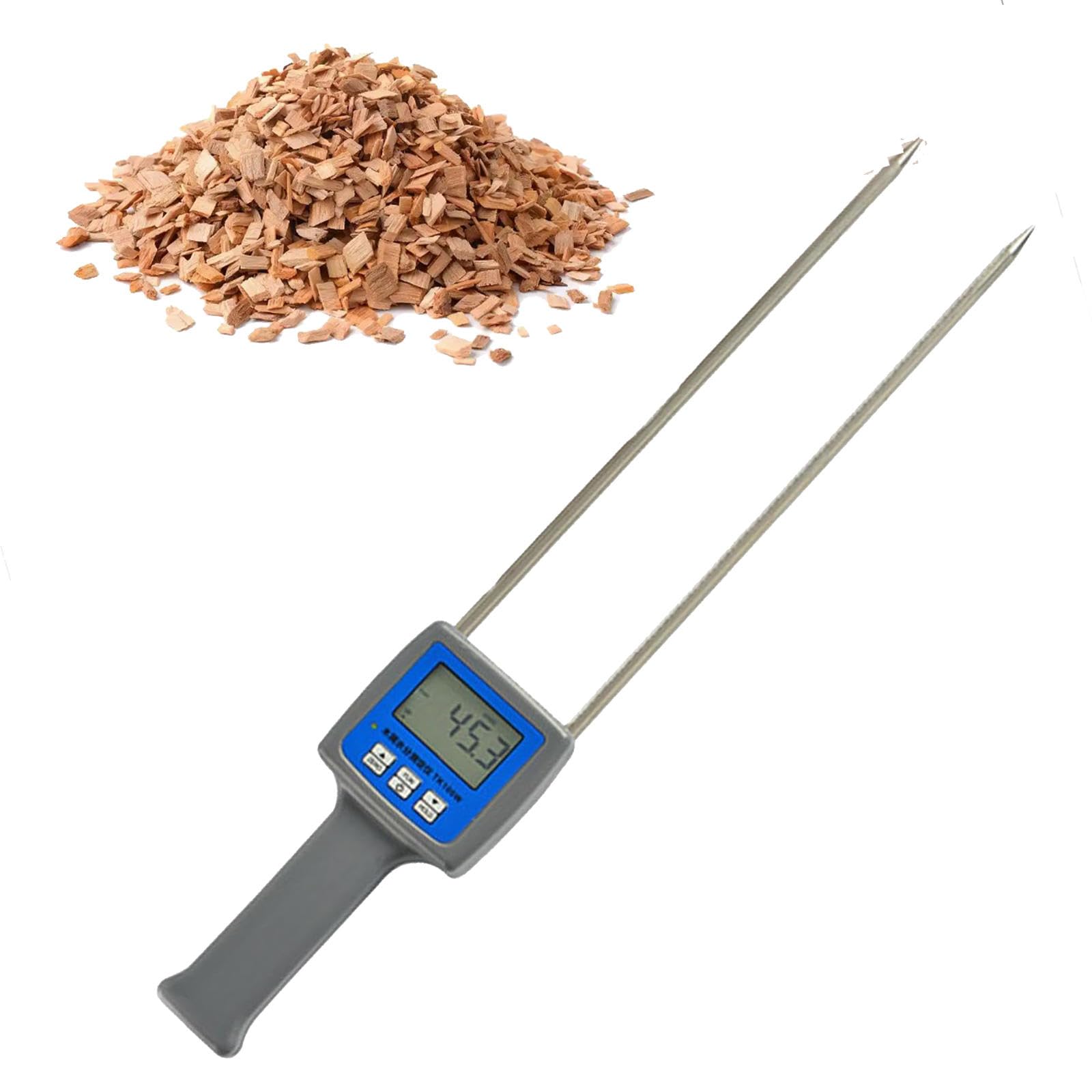 TK100W Portable Digital Moisture Meter Tester For Wood, Sawdust & Bamboo Powder – 0-84% Range, LCD Display, Auto Temp Compensation