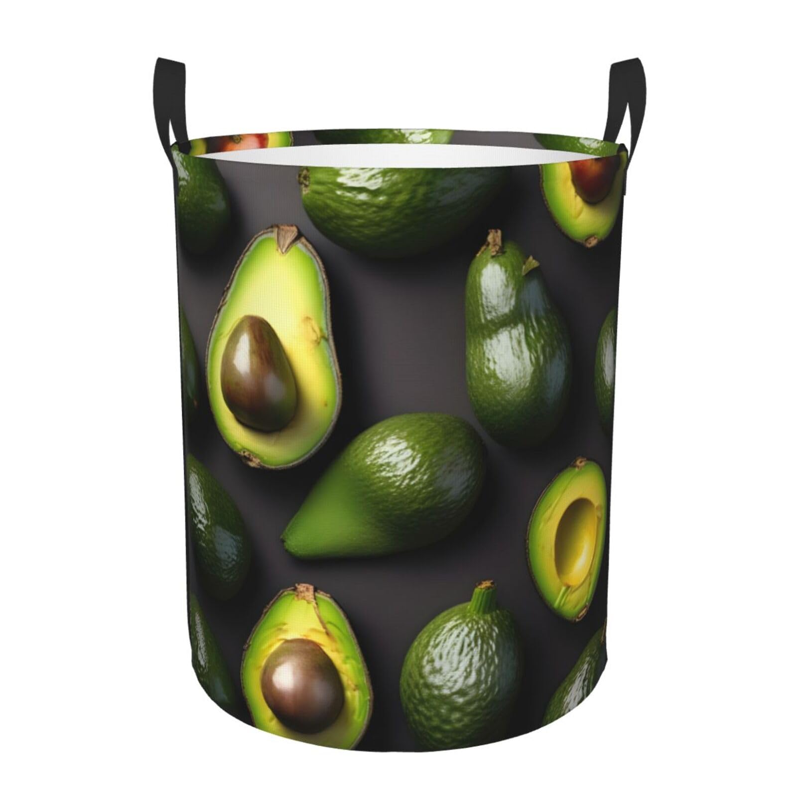 S Collapsible Laundry Hamper Round Avocado Fruit pattern Print Storage