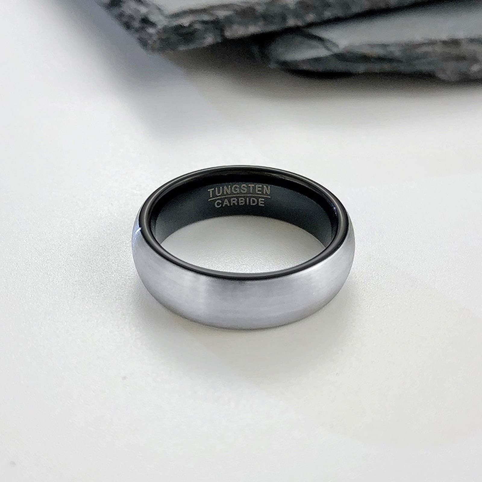 Collares de promesa para parejas, collar largo de tungsteno, anillo negro cepillado de 8 mm, joyería occidental para mujer, W-T 1/2+Men V 1/2, tungsteno, No es una piedra preciosa