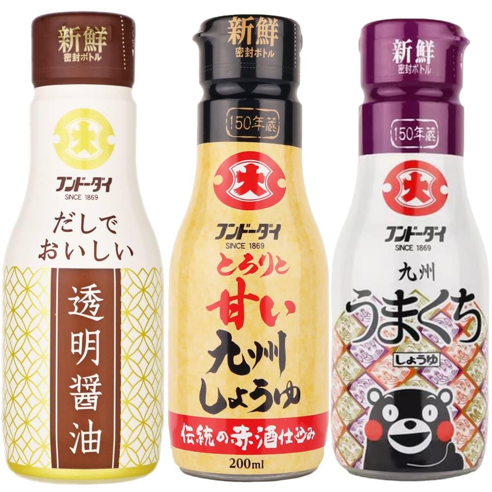 Amazon.co.jp: 九州醤油食べ比べセット 3種【だしでおいしい透明醤油