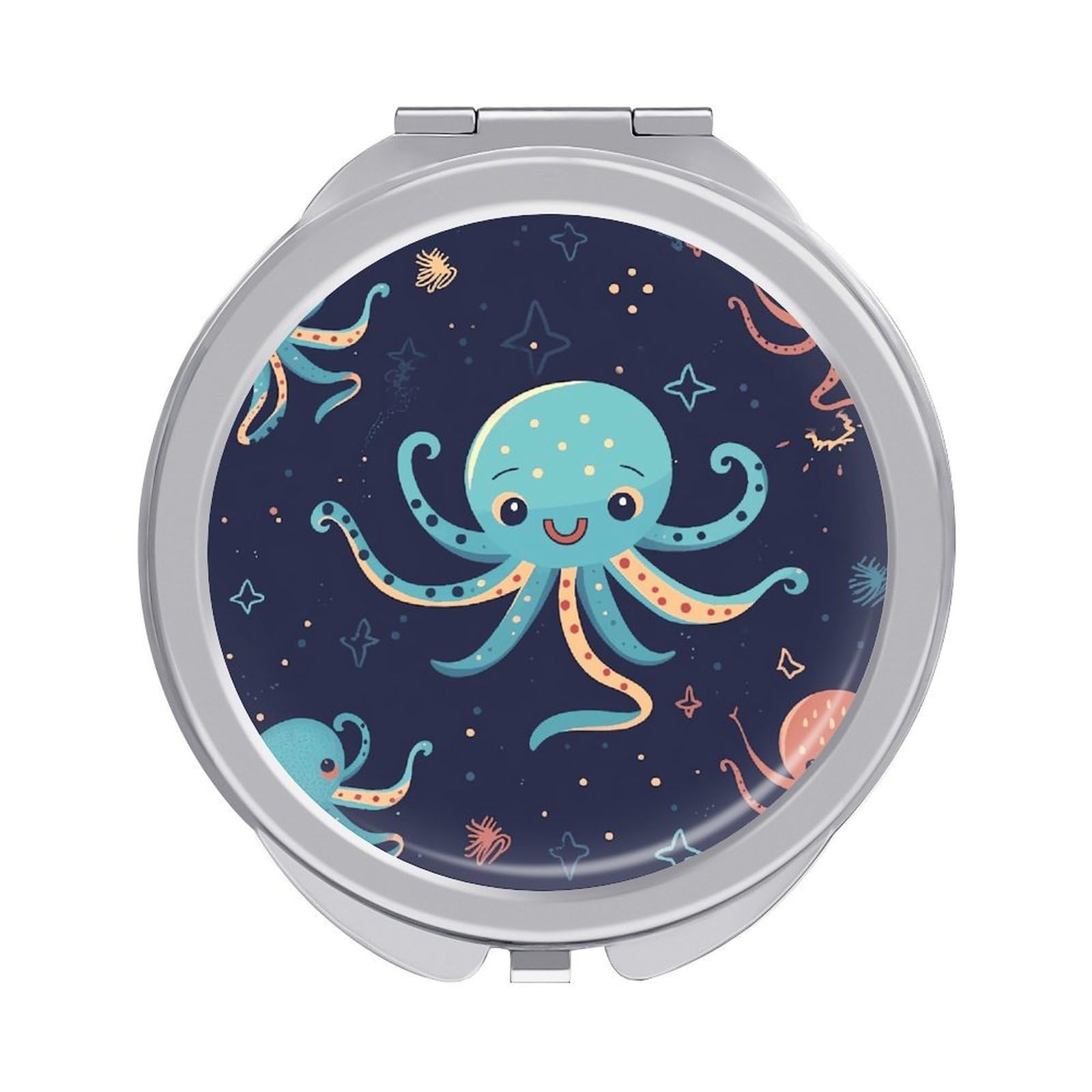 FekiLoot Cartoon Octopus Travel Makeup Mirror 2 X /1 X Magnifying Slim Pocket Mirrors Compact for Purse Travel Makeup Mirrors for Pocket, Handbag, Purse Women Gift