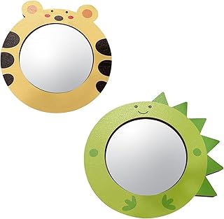 2 Pcs Baby Bath Toys Tiger Dinosaur Bath Mirrors,Animal Educational Play Toy Mirror Safe & Fun Interactive Baths Time