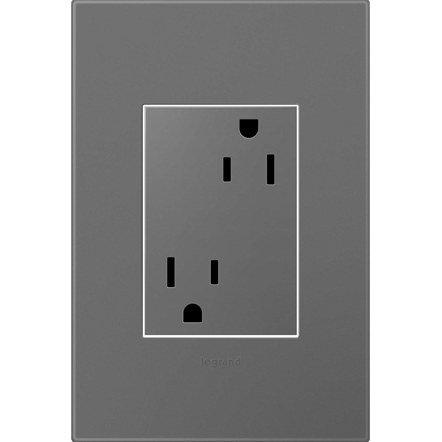 Legrand adorne 15A Tamper-Resistant Outlet With Matching Wall Plate (Magnesium Finish), ARTR153M4WP