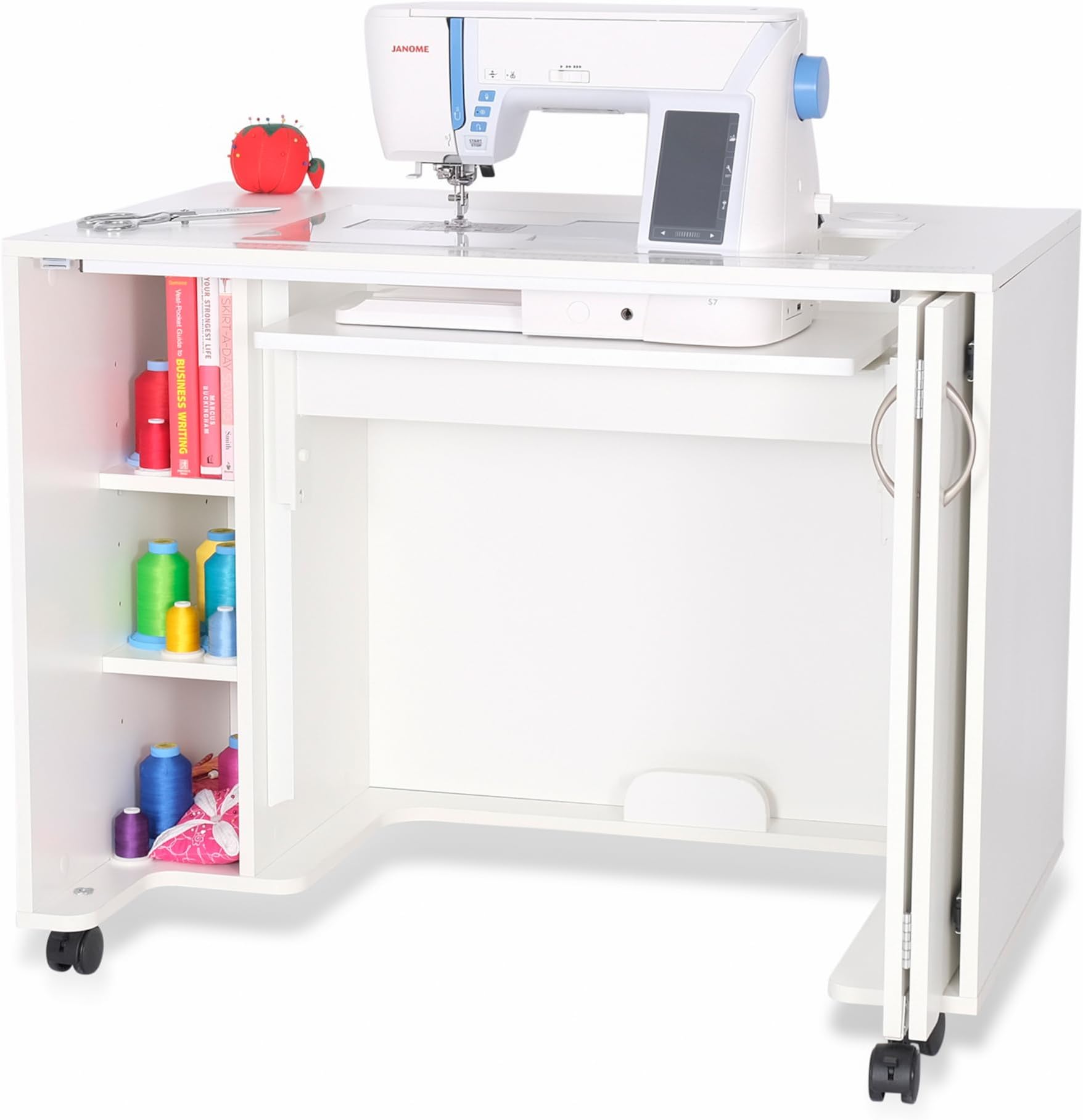 Arrow 2011 Mod Squad Modular Sewing, Cut, Quilting, Craft Cabinet, Portable Wheels and Air Lift, White Finish