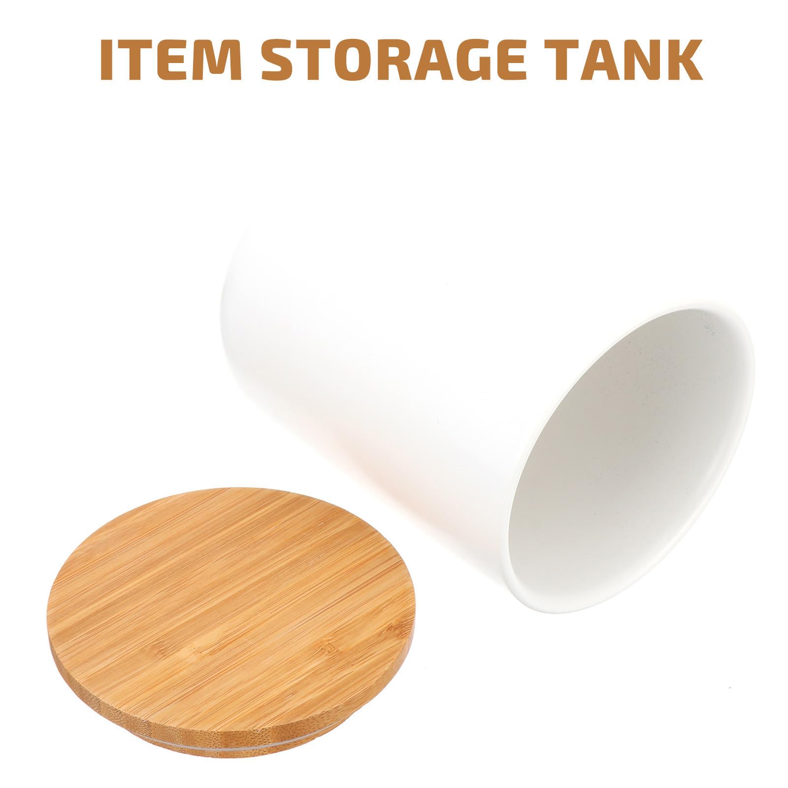 Operitacx 2 Piezas Tarro de Cerámica Hermético para Almacenar Granos y Especias en Cocina, con Tapa de Bambú, Capacidad 800ml y 260ml, Color Blanco Adecuado para Organizar Alimentos