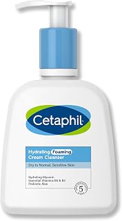 Cetaphil Cream to Foam Face Wash, Hydrating Foaming Cream Cleanser, 8 oz, For Normal to Dry, Sensitive Skin, with Soothing Prebiotic Aloe, Hypoallergenic, Fragrance Free