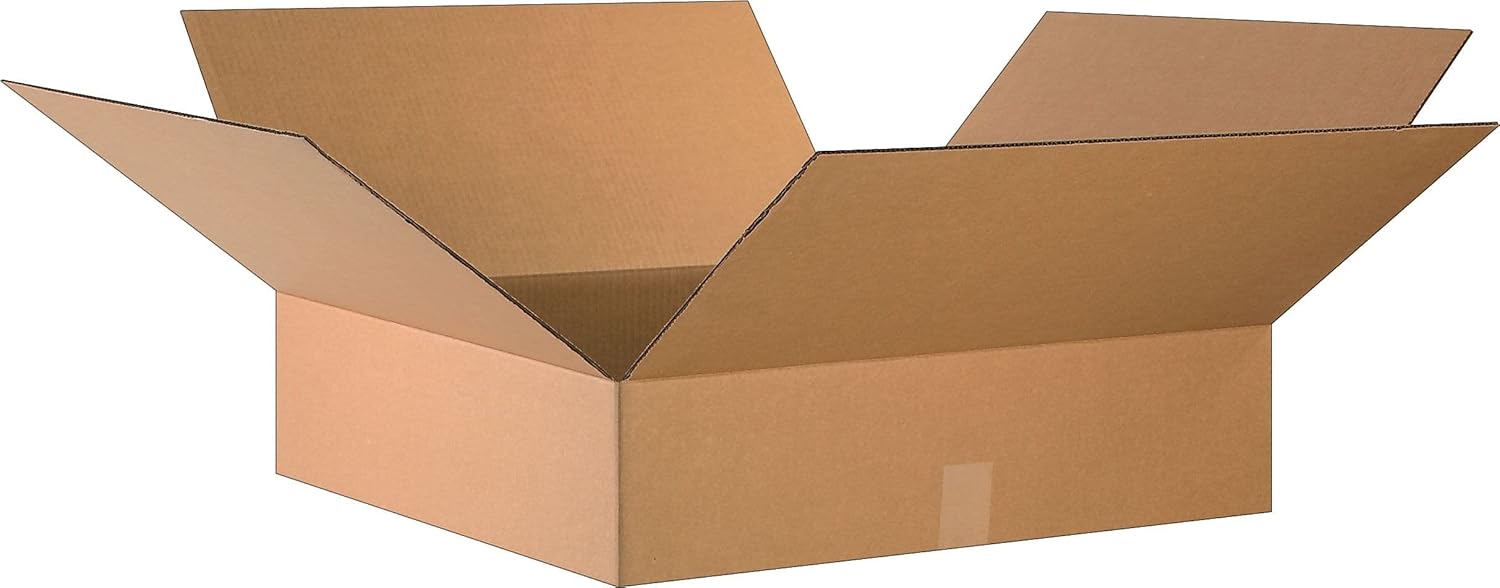 BOX USA 24x24x6 Flat Corrugated Boxes, Flat, 24L x 24W x 6H, Pack of 10 | Shipping, Packaging, Moving, Storage Box for Home or Business, Strong Wholesale Bulk Boxes